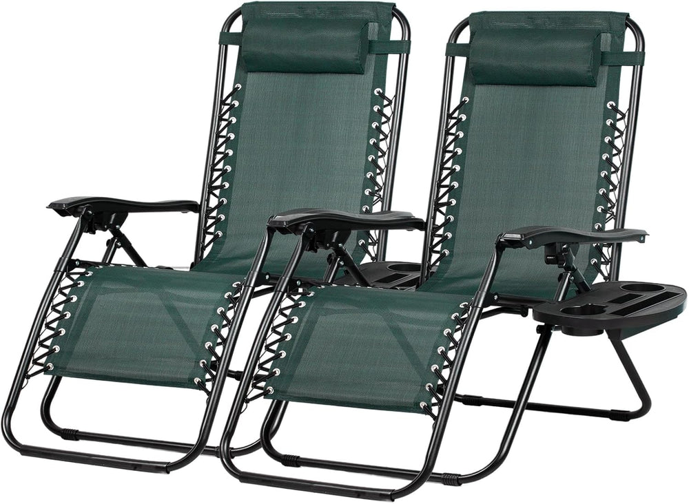 Nazhura Set of 2 Relaxing Recliners Patio Chairs Adjustable Steel Mesh Zero G...