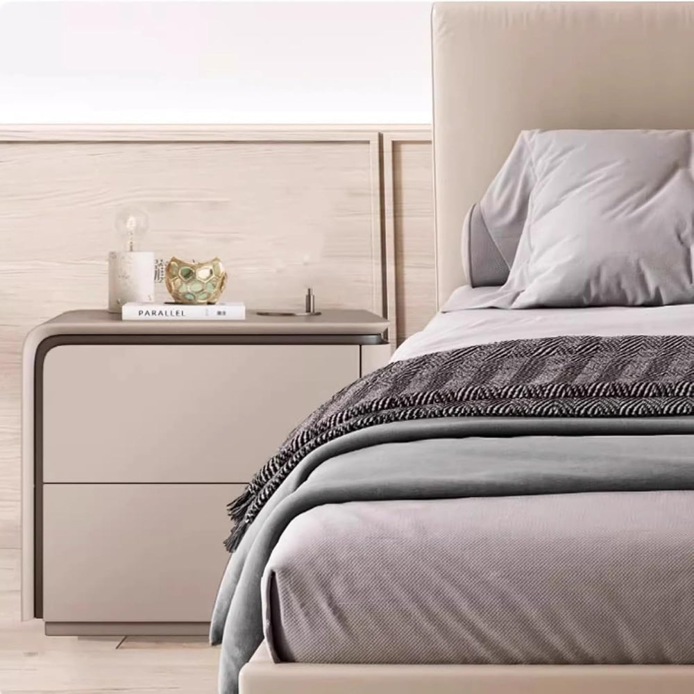 Nightstand Wooden, Bedside Table PU Finish, 2 Drawers Bedside Tables, Side Be...