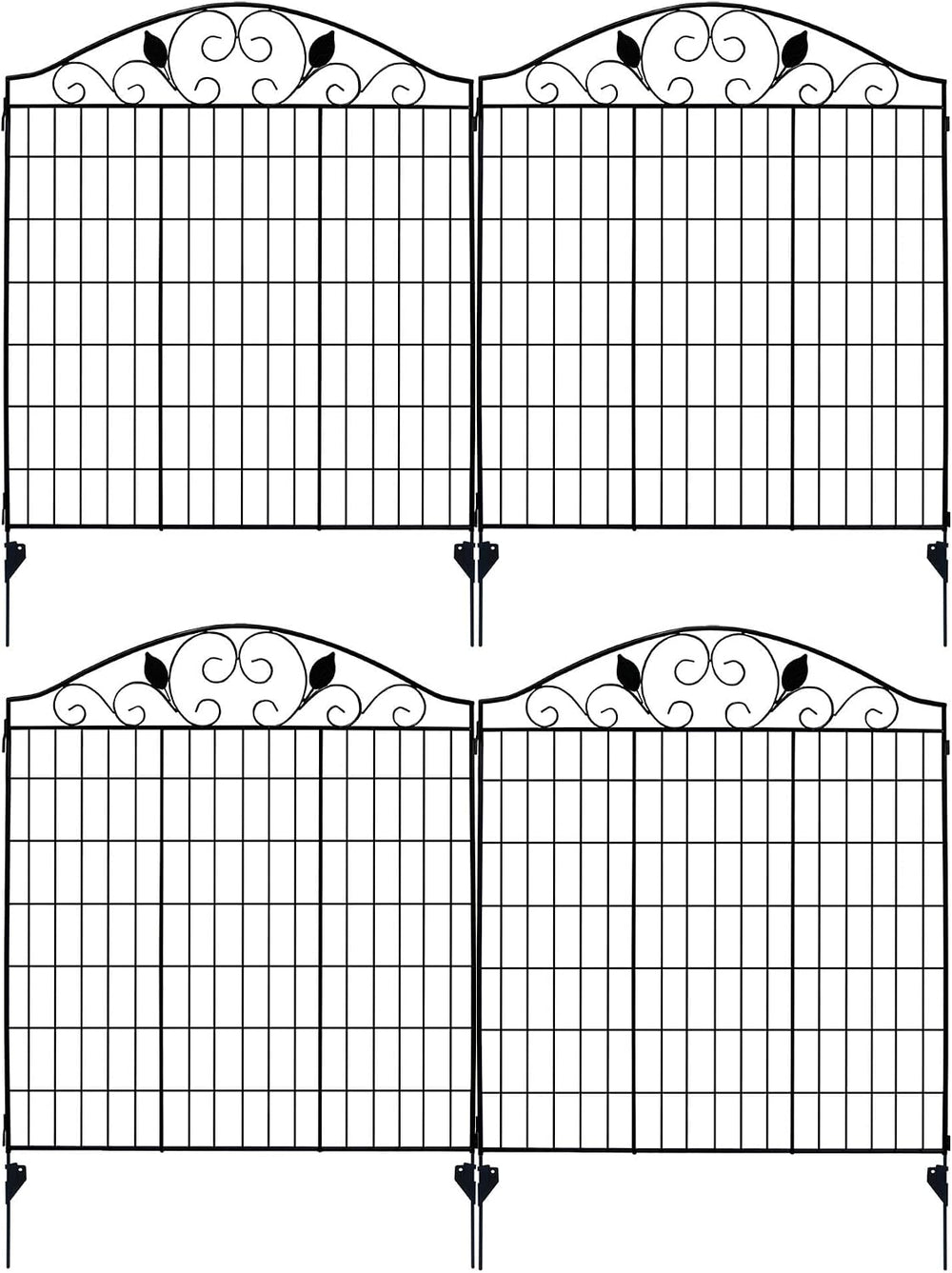 4 Pack 44" H 36" W (Linear Length 12 feet) Black Coated Heavy Duty ...