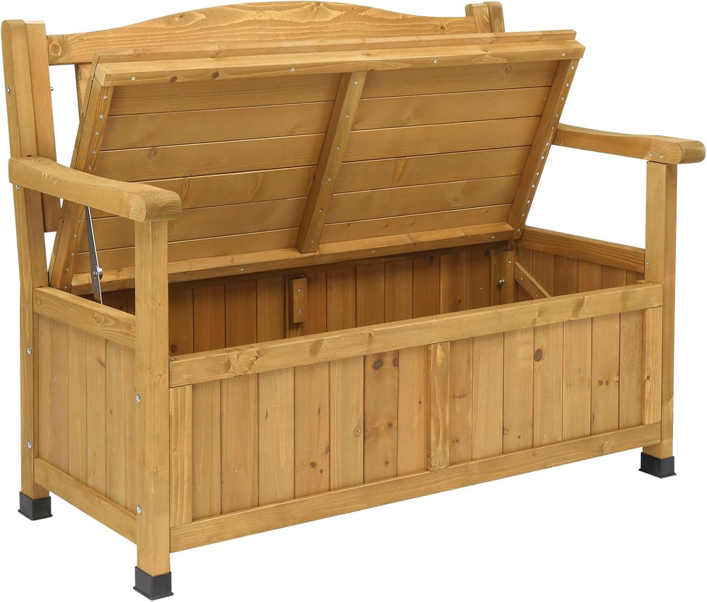Outdoor Wood Storage Bench Deck Box, Entryway Porch Storage Bench, Wood Loves...