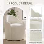 Upholstered Dining Chairs with Casters, No Assembly Modern Dining Room Chairs Accent Vanity Chair with 5 Wheels & Round Backrest for Bedroom, Living Room, Dressing, Linen Fabric, Set of 1