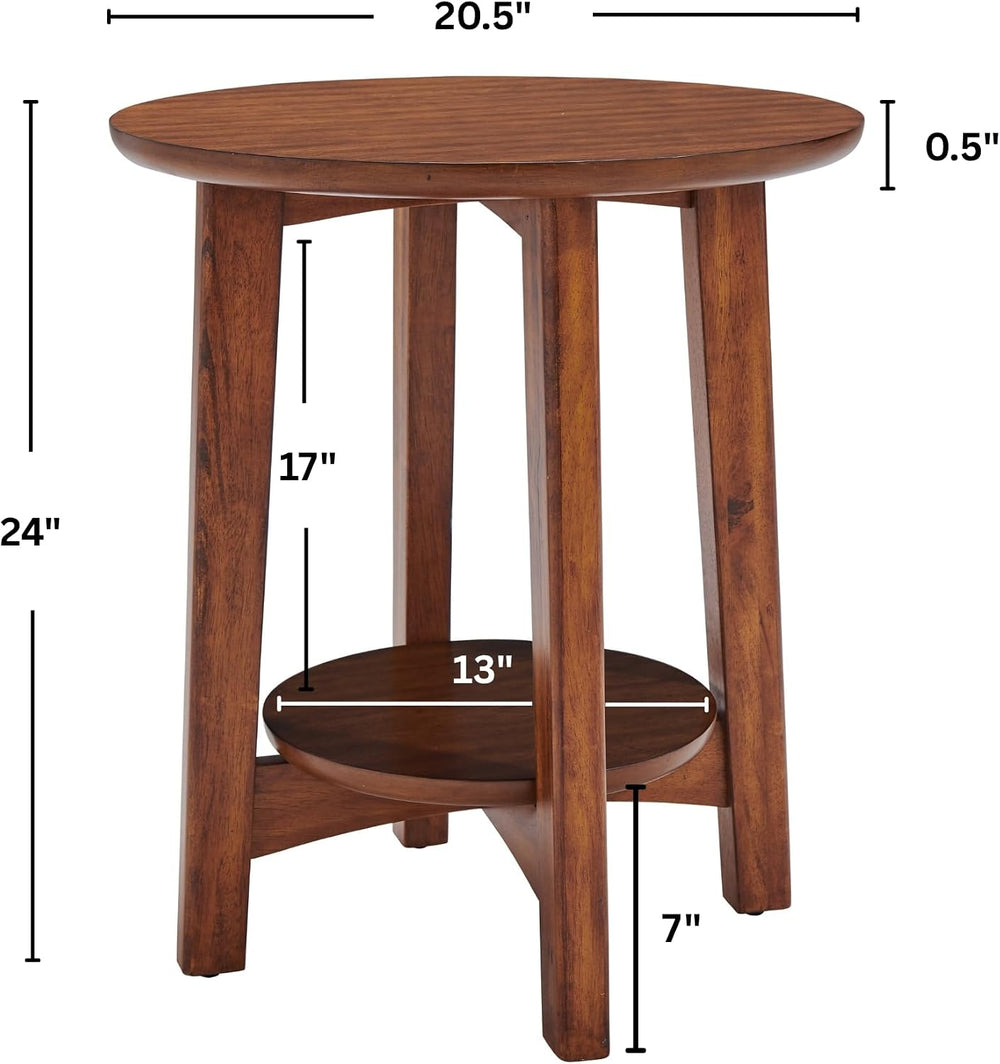 Alaterre Furniture Monterey End Tables – Set of 2 Round Side Tables with Stor...