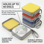 CD Case, 40 Capacity CD/DVD Case Holders Wallet Hard Plastic DVD Disc Cases Storage Binder for Car Home Office Travel (Black)