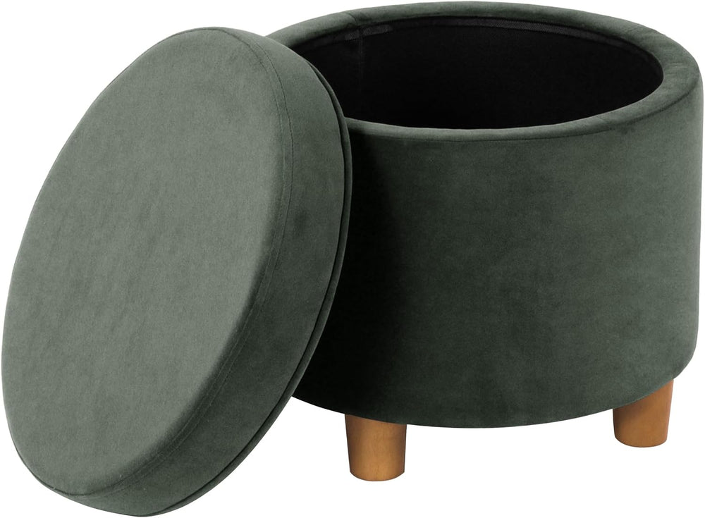 Homepop Home Decor | Upholstered Round Storage Ottoman | Ottoman with Storage...