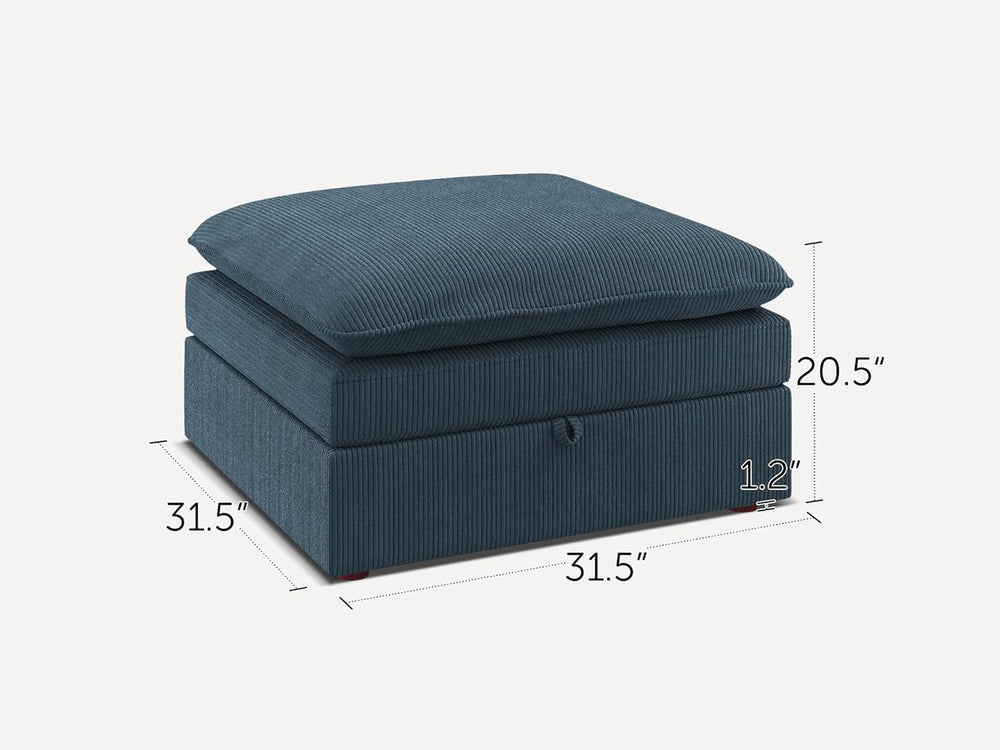 HONBAY Corduroy Ottoman, 31.5 Inch Square Ottoman Bench with Storage for Livi...