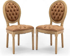 PU Leather Upholstered Dining Chairs Set of 2 French Country Round Back Kitchen Side Chairs with Nailhead Trim and Wood Legs for Dining Room, Kitchen, Restaurant(Orange)