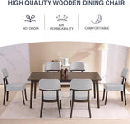 Modern Wood Dining Chairs Set of 2, Velvet Upholstered Kitchen Chairs with Open Curved Backrest & Black Hardwood Legs for Vanity, Living Room, 350 LBS Capacity, Grey