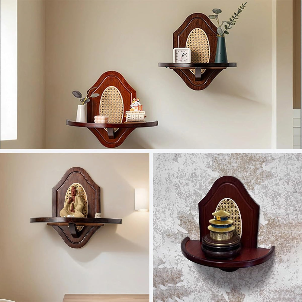 Wall Hanging God Shelf, Bamboo Prayer Offering Table, Chinese Personal Shrine...