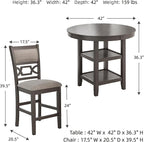 Signature Design by Ashley Wrenning Classic Upholstered Counter Height Dining Table and 4 Bar Stools with Storage, Set of 5, Gray & Light Gray