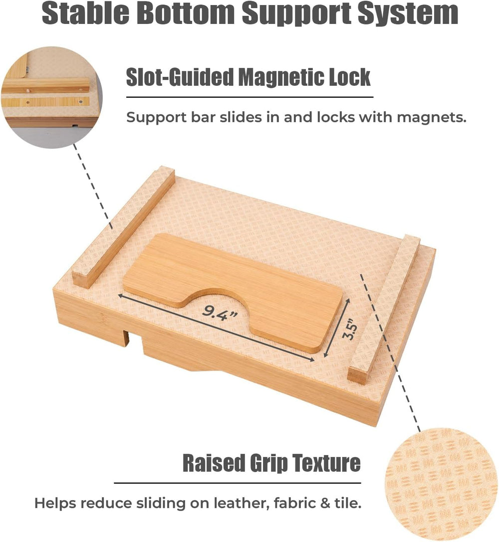 Couch Tray, 2-in-1 Insert & Flat Sofa Organizer Bamboo with Adjustable Cu...