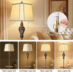 65" High Vintage Floor Lamp with Night Light and Glass Tray, Farmhouse Standing Lamp with Beige Faux Silk Shade, Retro Rustic Tall Lamp Decor for Living Room, Bedroom, Bedside, Corner (Bulb Included)