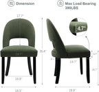 Upholstered Dining Chairs Set of 4, Mid Century Modern Wooden Kitchen & Dining Room Chairs with Solid Wood Legs & Fabric Open Backret, Farmhouse Green