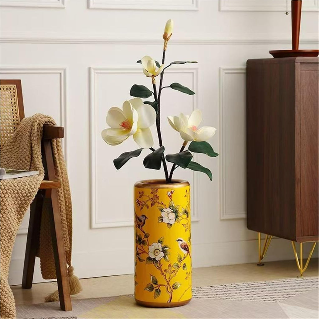 Hand Painted Ceramic Umbrella Stand Floor Vase, Large Tall Indoor Umbrella Holder For Entryway, Decorative Flower Vase For Bamboo Plants Home Decor(A)