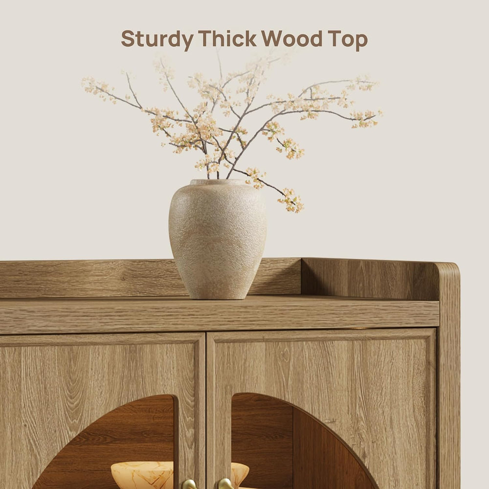 SICOTAS Sideboard Buffet Cabinet with Storage and LED Lights-Modern Large Cre...