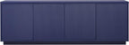 Henn&Hart Fluted TV Stand for TVs up to 75" with 2 Concealed Ribbed Storage Cabinets and Adjustable Shelves for Living Room, Family Room, or Office, Navy