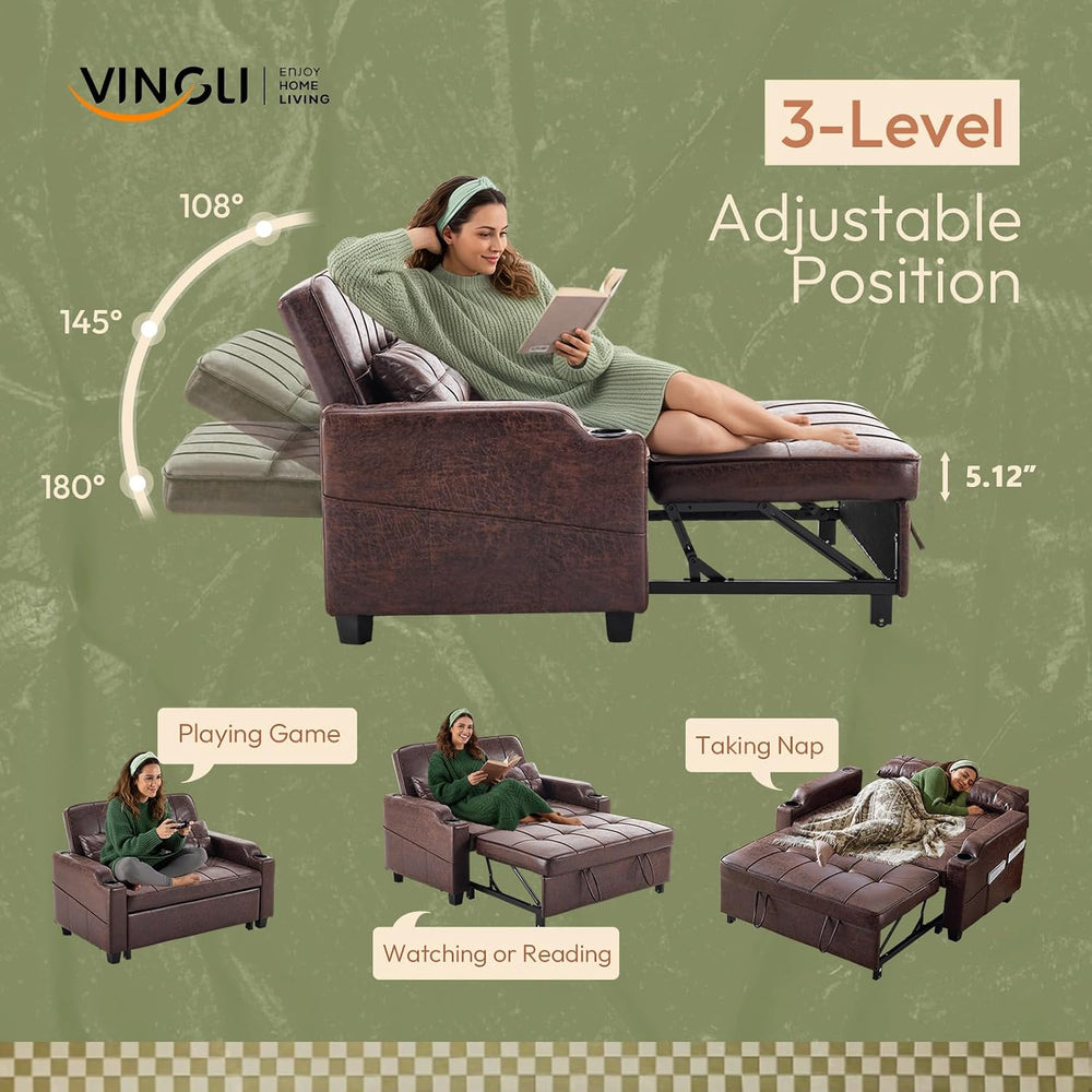 VINGLI Rustic Futon Sofa Bed Convertible Loveseat Sleeper Sofa Couch, Pullout...