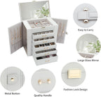 Large Jewelry Box, Jewelry Boxes for Women Large Jewelry Organizers and Storage, Jewelry Organizer for Rings Earrings Necklaces Glasses Bracelets Watches, Grey