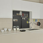 Pegboard Wall Organizer 2 PCS 32" x 16" Black Peg Board Metal Pegboard Panels for Garage Tool Storage