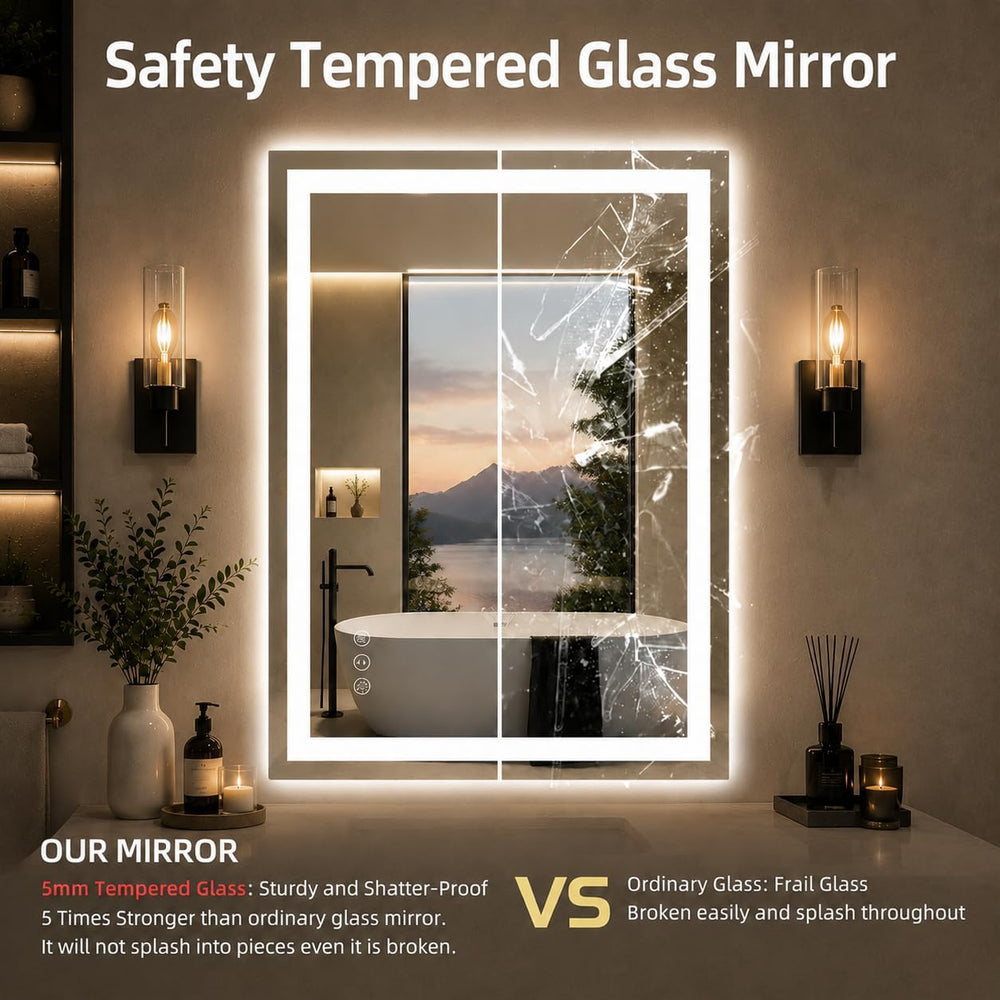 24"x32" LED Bathroom Mirror with Lights, Dimmable Wall Mirror