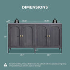Modern TV Stands for 75 Inch TVs, 61.75‬"W Wood Entertainment Center w/Adjustable Shelves, Mid Century Modern TV Stand w/Arched Fluted Doors, Media Console Cabinet for Living Room, Dark Grey