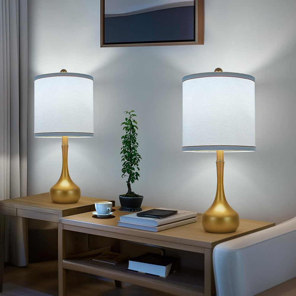 23" Farmhouse Table Lamp Set of 2 for Living Room Bedroom,Golden