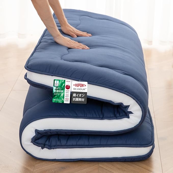 Japanese Floor Mattress, 6" Japanese Futon Mattress, Foldable & Portable Shiki Futon (shikibuton), Roll Up Thicken Sleeping Mattress Tatami Mat Sleeping Pad for Camping (Navy Blue, 60 x 80)