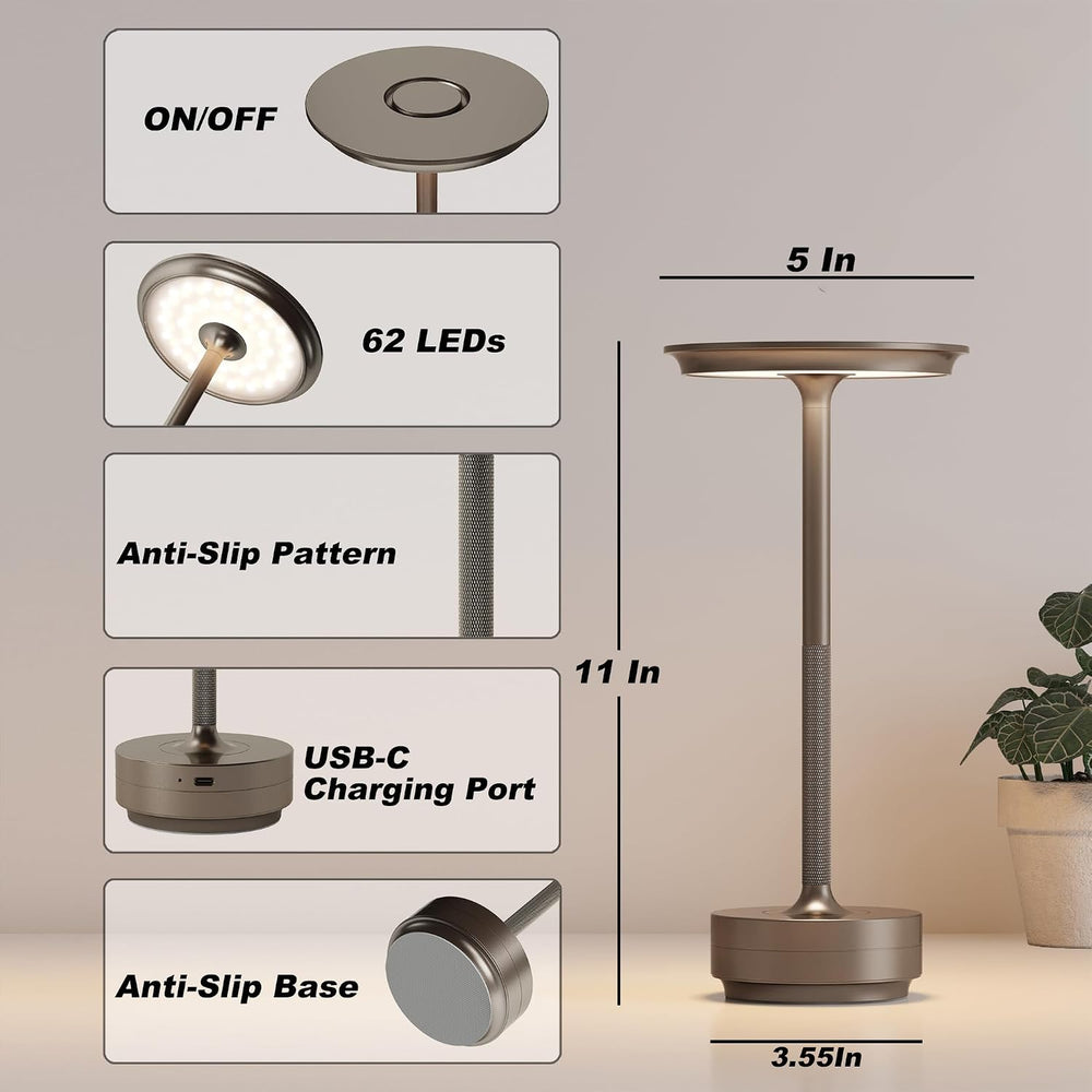 TBBGA 2 Pack Rechargeable Table Lamps Cordless, 5000mAh Outdoor Table Light