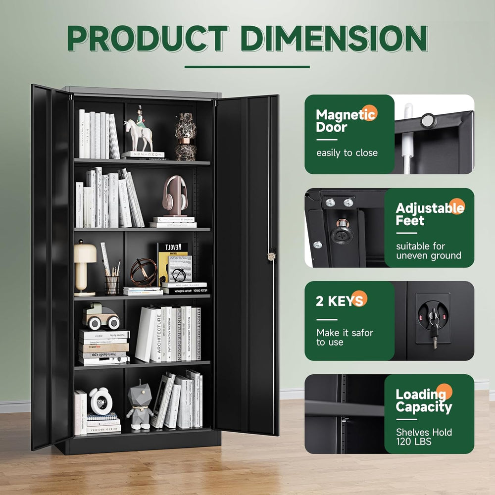 Letaya Metal Garage Storage Cabinets with Lock Door and Adjustable Shelves, S...