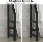 3 Tier Over The Toilet Storage Rack with Toilet Paper Holder, Metal Freestanding Bathroom Shelves with 4 Hooks, Over Toilet Storage Shelf for Bathroom Storage, Black