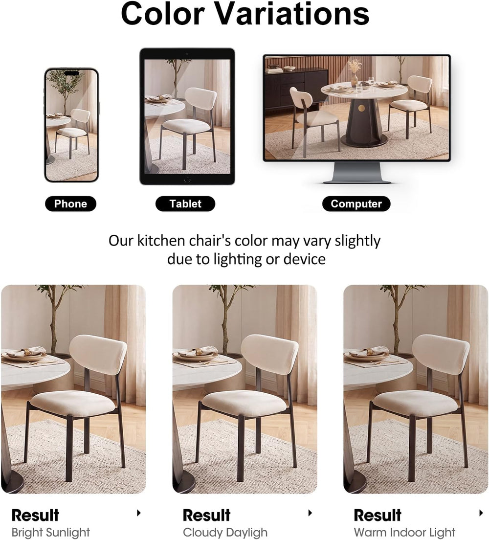 Dining Chairs Set of 2, Modern Upholstered Fabric Kitchen Chairs | Textured F...