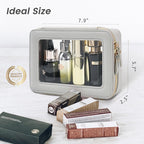 Aveniee Clear Makeup Bag Organizer,Travel Toiletry Bag for Women,Waterproof Cosmetic Pouch with Zippers,Car Accessories Organizers and Storage Case,Grey