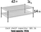 24" Deep x 42" Wide x 14" Height Wire Shelving Kit | 2-Tier | NSF Commercial Storage Rack Unit