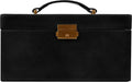Time Resistance Jewelry Box - Full Grain Leather Jewellery Organizer - Accessories Storage Key Lock - Jewellery Box (Black)