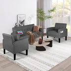 AILEEKISS 3 Piece Living Room Sofa Set Loveseat Sofas Sets with 2 USB,Cup Holders,Side Pocket,Modern Fabric 3 Pcs Sectional Couches Set for Apartment,Office,Bedroom (2-Seat+1-Seat+1-Seat, Dark Grey)