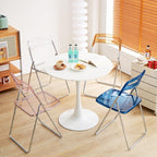 2PCS Modern Transparent Folding Chair Acrylic Folding Ghost Stackable Crystal Seat-PC Plastic Living Room(Brown)