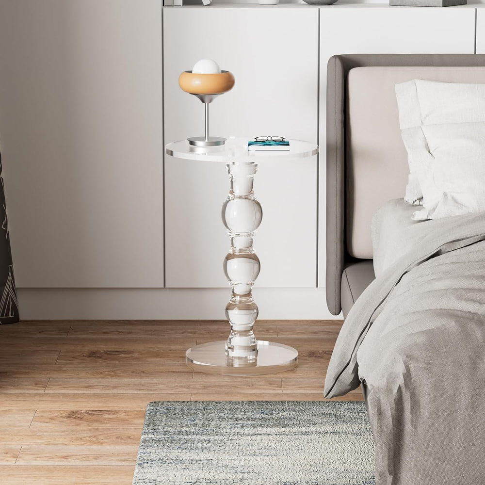 Acrylic Side Table, Acrylic end Table, Clear Small Round Side/End Tables with...