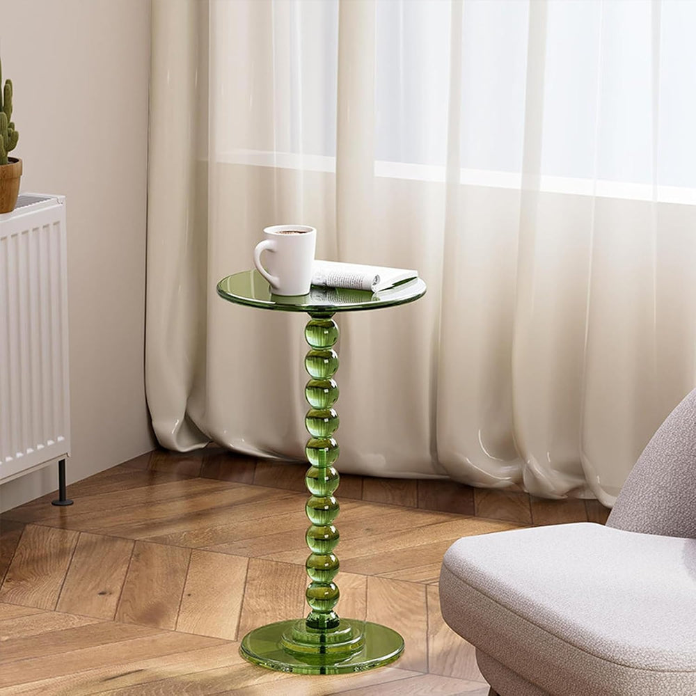 Clear Round End Table, Acrylic Side Table, Roman Column Pedestal, Acrylic Dri...