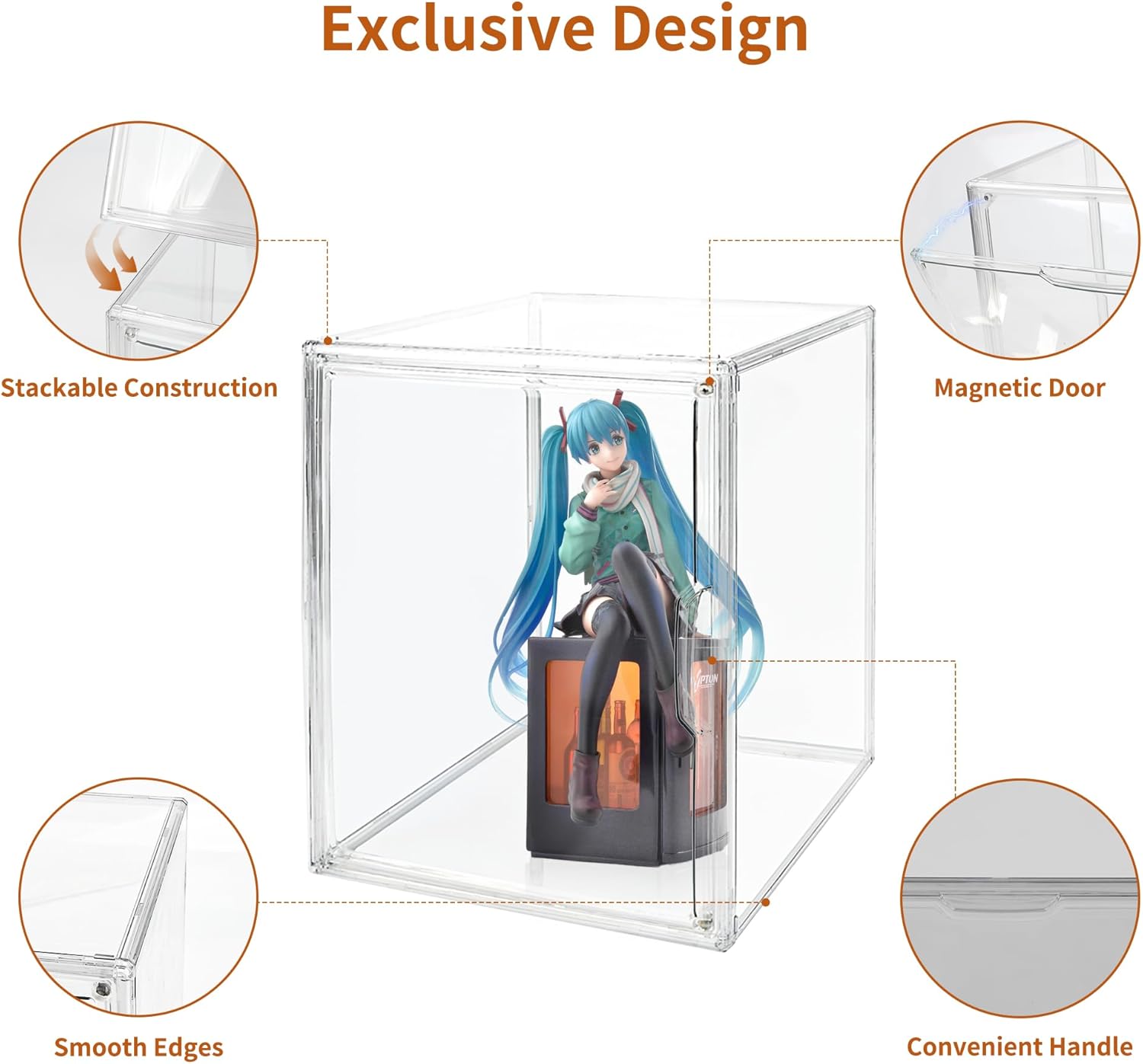Clear Acrylic Display Case with Magnetic Lid-Dustproof Plastic Book Storage box,Clear Box,Purse Storage Organizer,Action Figure Display Case,Acrylic Sneaker Shoe Box(1 Pack)