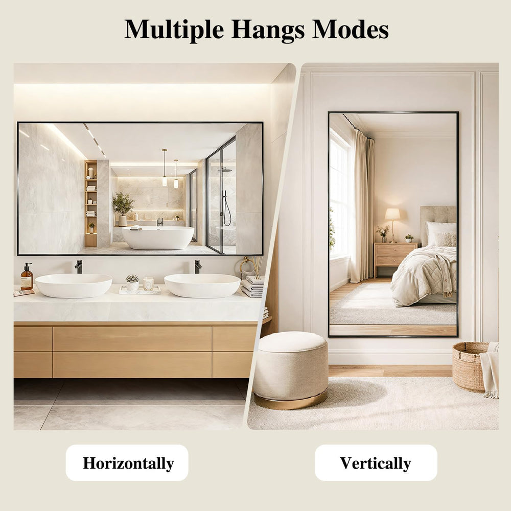 Koonmi Black Mirrors for Wall, 30x60 Inch Bathroom Mirror, Rectangular Wall M...