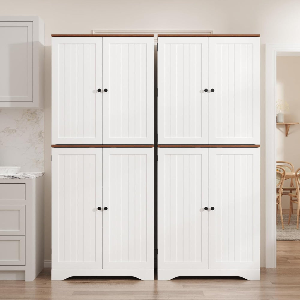 Furnify 72" Tall Kitchen Pantry Cabinet with Door Organizer, White | Far...
