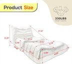 Dineli Bean Bag Chairs for Adults, Beanbag Chair with Ottoman Lounge Sofa Memory Foam Comfy Reading Chair for Bedroom & Living Room, Lazy Floor Sofa Couch (White, with Ottoman)