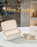 Vlando Travel Jewelry Case,Jewelry Box with 12 Velvet Jewelry Pouch Jewelry Travel Organizer for Women Girl Jewelry Case Necklace Rings Earrings Bags Wedding Gifts (White)