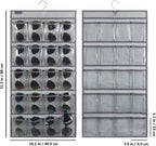 Dual Sided Hanging Sunglasses Organizer Storage Wall Mounted Eyeglasses Holder Eyewear Display Case with 40 Clear Slots (40 Pockets-Grey)