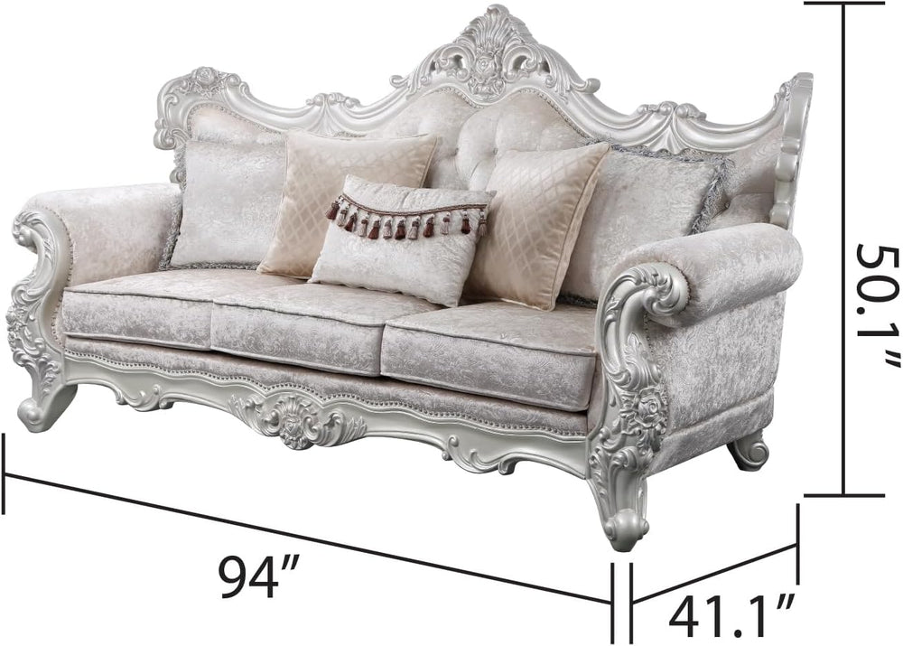 2Pc Living Room Set in with Silver Brush