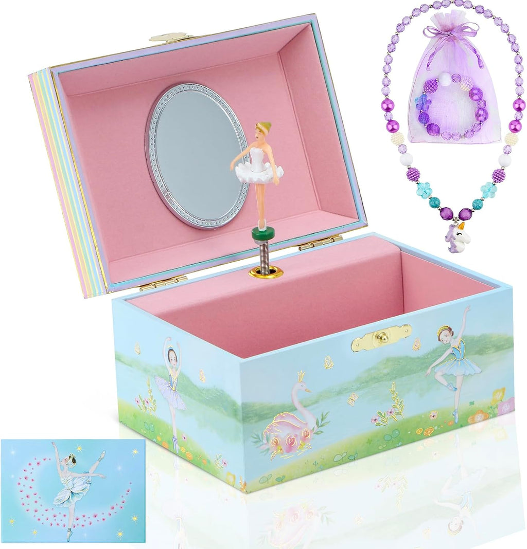 Ballerina Musical Jewelry Box for Little Girls - Keepsake Box for Jewelry & Treasures - Perfect Birthday or Holiday Surprise for Daughter, Granddaughter & Niece