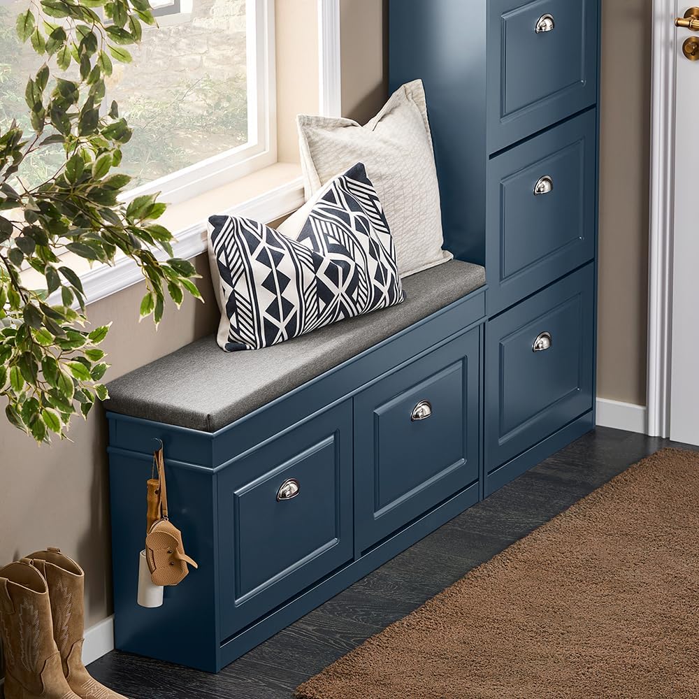 Haotian Shoe Storage Bench Entryway, Shoe Cabinet Bench with 2 Flip Drawers &...