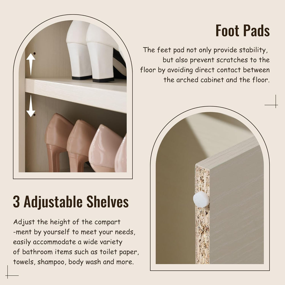 IFBUY 67" Tall Arched Bathroom Storage Cabinet, 8-Tier Modern Farmhouse ...