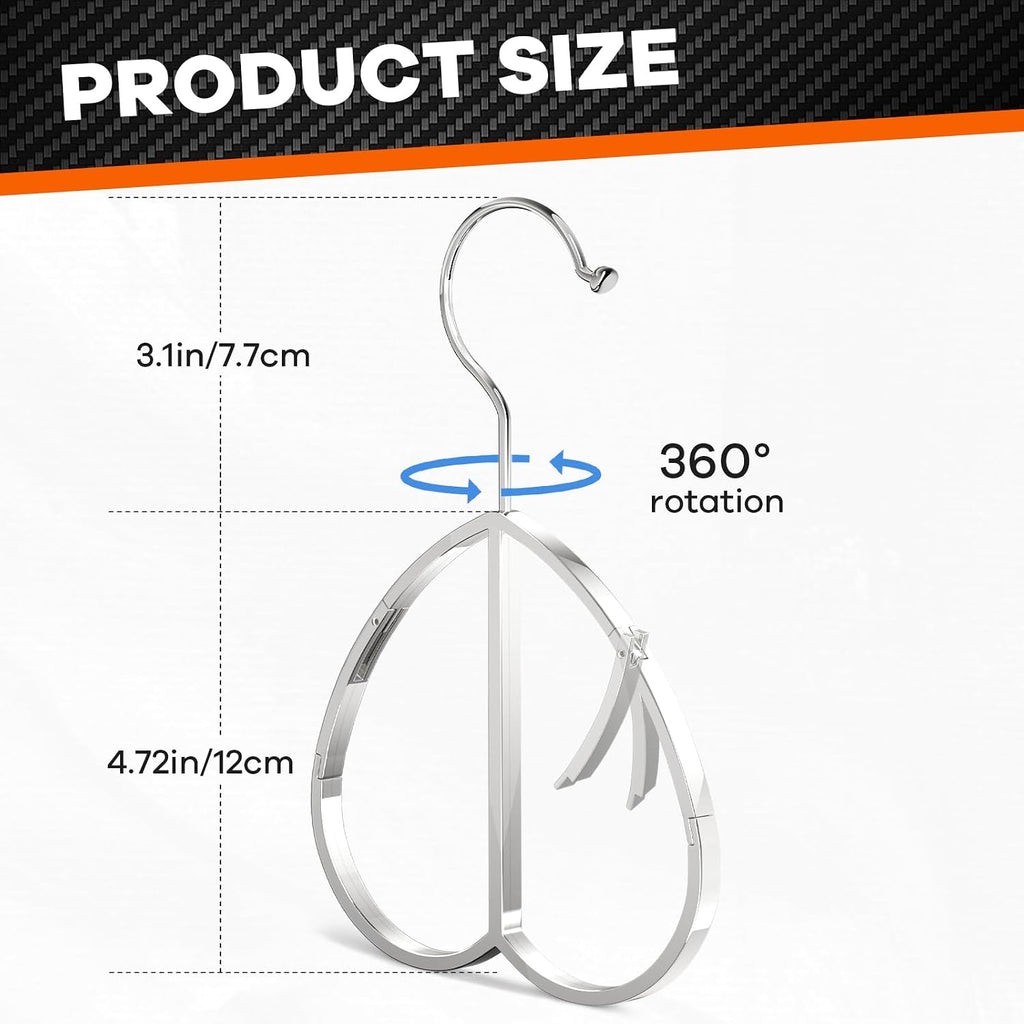 Love Shape Multipurpose Closet Hangers-Tie and Belt Hanger for Closet- Ideal for Storing Belts, Ties, Scarfs, Baseball Hats, Purses & More- Great Space Saving Belt Organizer for Wardrobe - Silvery