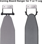 Ironing Board Hanger Wall Mount, Ironing Board Holder for Y or T Shaped,Stainless Steel Wall Hook Iron Board Holder for Laundry Rooms with 2 Hooks (Black)