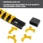 Socket Organizer Drive ABS Tools - Yellow Socket Holder, Premium Quality 9 Pieces Socket Holders Kit 1/4-Inch x 48 Clips, 3/8-Inch x 45 Clips, 1/2-Inch x 36 Clips（9PC,Yellow)